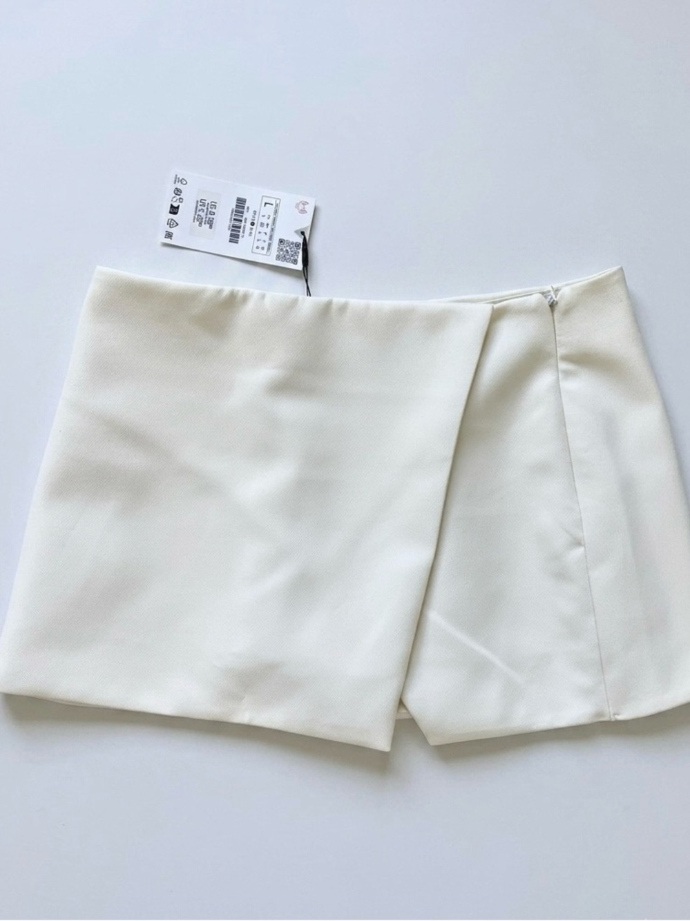 Zara White Wrap-Panel Skort in Ivory